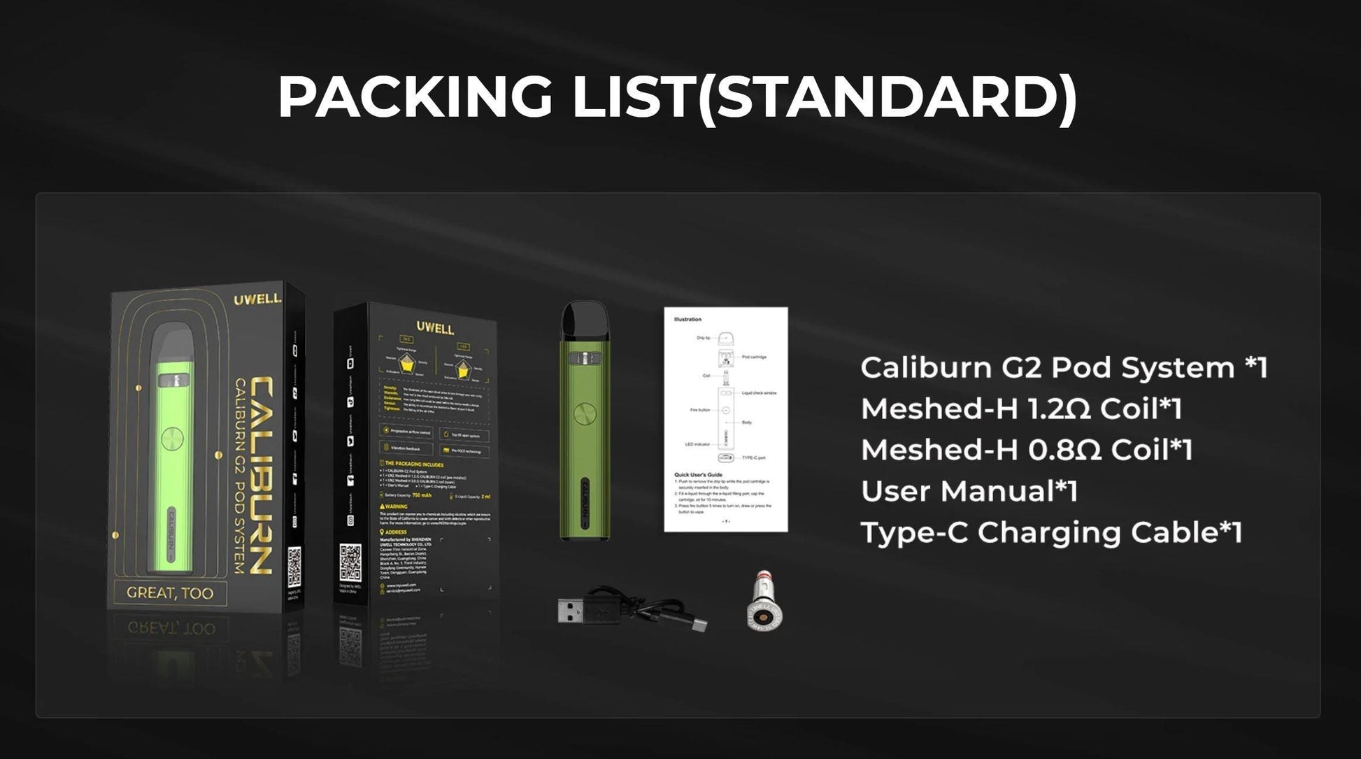 Uwell Caliburn G2 Pod System Kit - Vape Express