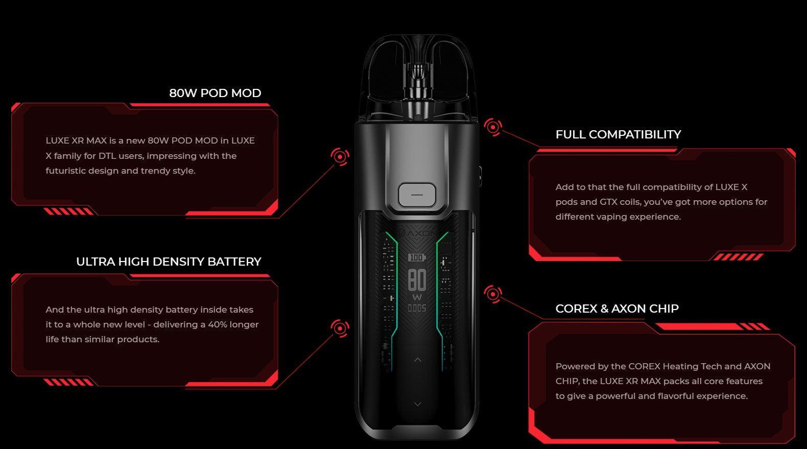 Vaporesso Luxe XR Max 80W Pod Kit 2800 mAh Battery, 100% Authentic